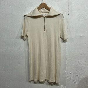 Zara Collared 1/4 Zip Ribbed Mini Dress